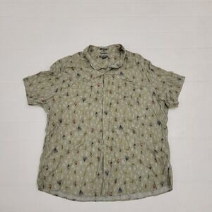 Eddie Bauer Outdoor Short Sleeve Button Up Shirt All Over Print Mens 2XL Fishing